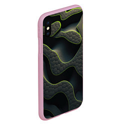 Чехол iPhone XS Max матовый Объемная темная текстура, цвет: 3D-розовый — фото 2