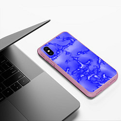 Чехол iPhone XS Max матовый Темно-синий мотив, цвет: 3D-розовый — фото 2