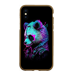 Чехол iPhone XS Max матовый Панда киберпанк, цвет: 3D-коричневый