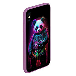 Чехол iPhone XS Max матовый Киберпанк панда во весь рост, цвет: 3D-фиолетовый — фото 2