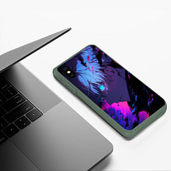 Чехол iPhone XS Max матовый Сатору Годжо - Магическая битва - неон, цвет: 3D-темно-зеленый — фото 2