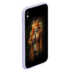 Чехол iPhone XS Max матовый Девушка лиса детектив, цвет: 3D-светло-сиреневый — фото 2
