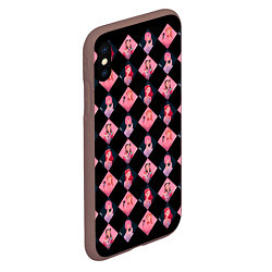 Чехол iPhone XS Max матовый Клеточка black pink, цвет: 3D-коричневый — фото 2