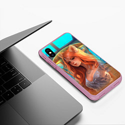 Чехол iPhone XS Max матовый Аниме девушка лиса, цвет: 3D-розовый — фото 2