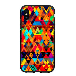 Чехол iPhone XS Max матовый Абстрактный разноцветный, цвет: 3D-черный