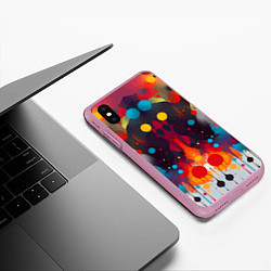 Чехол iPhone XS Max матовый Mirrow colorful blots - abstraction - vogue, цвет: 3D-розовый — фото 2