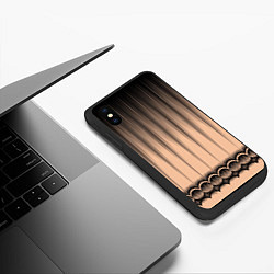 Чехол iPhone XS Max матовый Персиковый полосатый градиент, цвет: 3D-черный — фото 2
