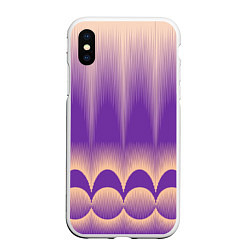 Чехол iPhone XS Max матовый Фиолетовый градиент в полоску, цвет: 3D-белый