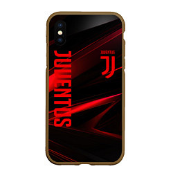 Чехол iPhone XS Max матовый Juventus black red logo, цвет: 3D-коричневый