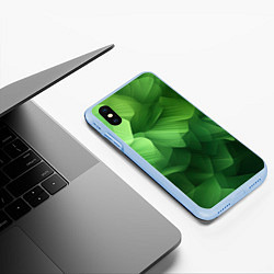 Чехол iPhone XS Max матовый Green lighting background, цвет: 3D-голубой — фото 2