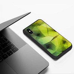 Чехол iPhone XS Max матовый Зеленая текстура объемная, цвет: 3D-черный — фото 2