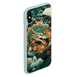 Чехол iPhone XS Max матовый Облачный дракон Irezumi, цвет: 3D-голубой — фото 2