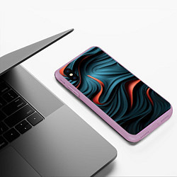 Чехол iPhone XS Max матовый Сине-оранжевая абстрактная волна, цвет: 3D-сиреневый — фото 2