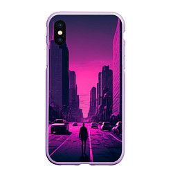 Чехол iPhone XS Max матовый Мёртвый розовый город, цвет: 3D-сиреневый