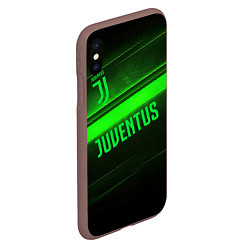 Чехол iPhone XS Max матовый Juventus green line, цвет: 3D-коричневый — фото 2