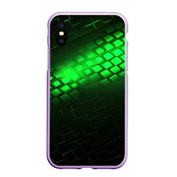 Чехол iPhone XS Max матовый Неоновые зеленые пластины, цвет: 3D-сиреневый
