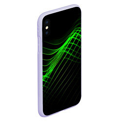Чехол iPhone XS Max матовый Зеленые яркие линии, цвет: 3D-светло-сиреневый — фото 2