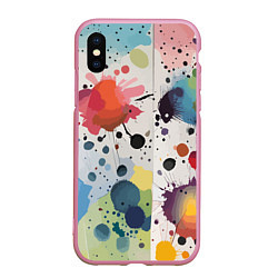 Чехол iPhone XS Max матовый Colorful blots - vogue - abstraction, цвет: 3D-розовый