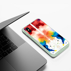 Чехол iPhone XS Max матовый Цветная монотипия - поп-арт, цвет: 3D-салатовый — фото 2