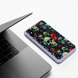 Чехол iPhone XS Max матовый Милый skull, цвет: 3D-светло-сиреневый — фото 2