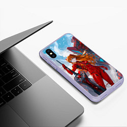 Чехол iPhone XS Max матовый Аска Еванеглион, цвет: 3D-светло-сиреневый — фото 2