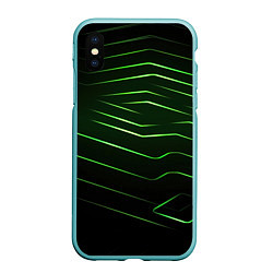 Чехол iPhone XS Max матовый Green abstract dark background, цвет: 3D-мятный