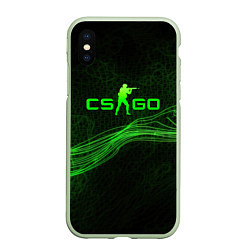 Чехол iPhone XS Max матовый CSGO green abstract, цвет: 3D-салатовый