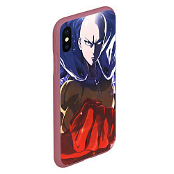 Чехол iPhone XS Max матовый One Punch Man Сайтама, цвет: 3D-малиновый — фото 2