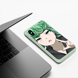 Чехол iPhone XS Max матовый One Punch Man Тацумаки, цвет: 3D-салатовый — фото 2