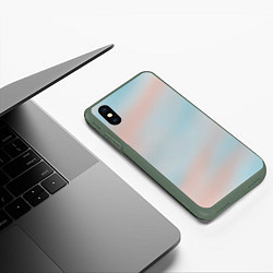 Чехол iPhone XS Max матовый Нежно розовые и голубые размытия, цвет: 3D-темно-зеленый — фото 2