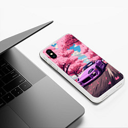 Чехол iPhone XS Max матовый Тойота супра и сакура, цвет: 3D-белый — фото 2