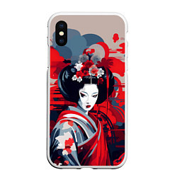 Чехол iPhone XS Max матовый Geisha vector style, цвет: 3D-белый