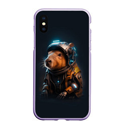 Чехол iPhone XS Max матовый Cool capybara - cyberpunk - neural network, цвет: 3D-светло-сиреневый