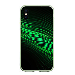 Чехол iPhone XS Max матовый Green neon lines, цвет: 3D-салатовый