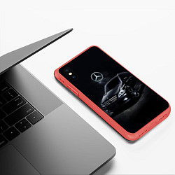 Чехол iPhone XS Max матовый Mercedes black, цвет: 3D-красный — фото 2
