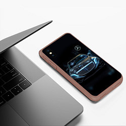 Чехол iPhone XS Max матовый Черный мерседес, цвет: 3D-коричневый — фото 2