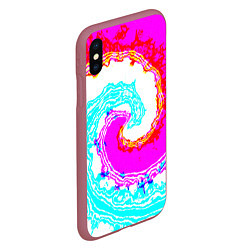 Чехол iPhone XS Max матовый Тай-дай бирюзово-розовый, цвет: 3D-малиновый — фото 2