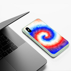 Чехол iPhone XS Max матовый Тай-дай Российский флаг, цвет: 3D-салатовый — фото 2