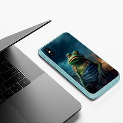 Чехол iPhone XS Max матовый Уставший Пепе, цвет: 3D-мятный — фото 2