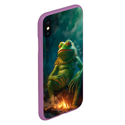 Чехол iPhone XS Max матовый Пепе у костра, цвет: 3D-фиолетовый — фото 2