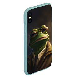 Чехол iPhone XS Max матовый Пепе детектив в костюме, цвет: 3D-мятный — фото 2