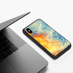 Чехол iPhone XS Max матовый Вода и пламя абстракция, цвет: 3D-черный — фото 2