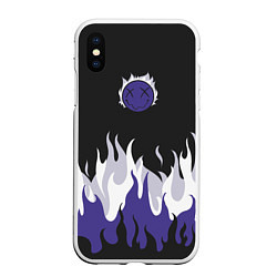 Чехол iPhone XS Max матовый Black fire emoji, цвет: 3D-белый
