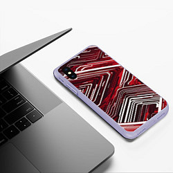 Чехол iPhone XS Max матовый Кибер линии красный-белый, цвет: 3D-светло-сиреневый — фото 2