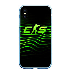 Чехол iPhone XS Max матовый CS2 green logo, цвет: 3D-голубой