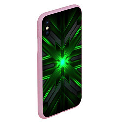 Чехол iPhone XS Max матовый Зеленый свет в абстракции, цвет: 3D-розовый — фото 2