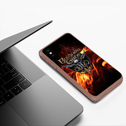 Чехол iPhone XS Max матовый Baldurs Gate 3 fire, цвет: 3D-коричневый — фото 2