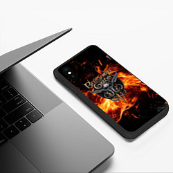 Чехол iPhone XS Max матовый Baldurs Gate 3 fire logo, цвет: 3D-черный — фото 2