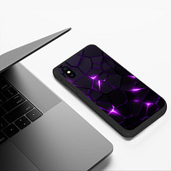 Чехол iPhone XS Max матовый Неоновые плиты с фиолетовым свечением, цвет: 3D-черный — фото 2
