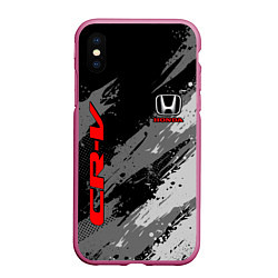 Чехол iPhone XS Max матовый Honda cr-v - Монохром, цвет: 3D-малиновый